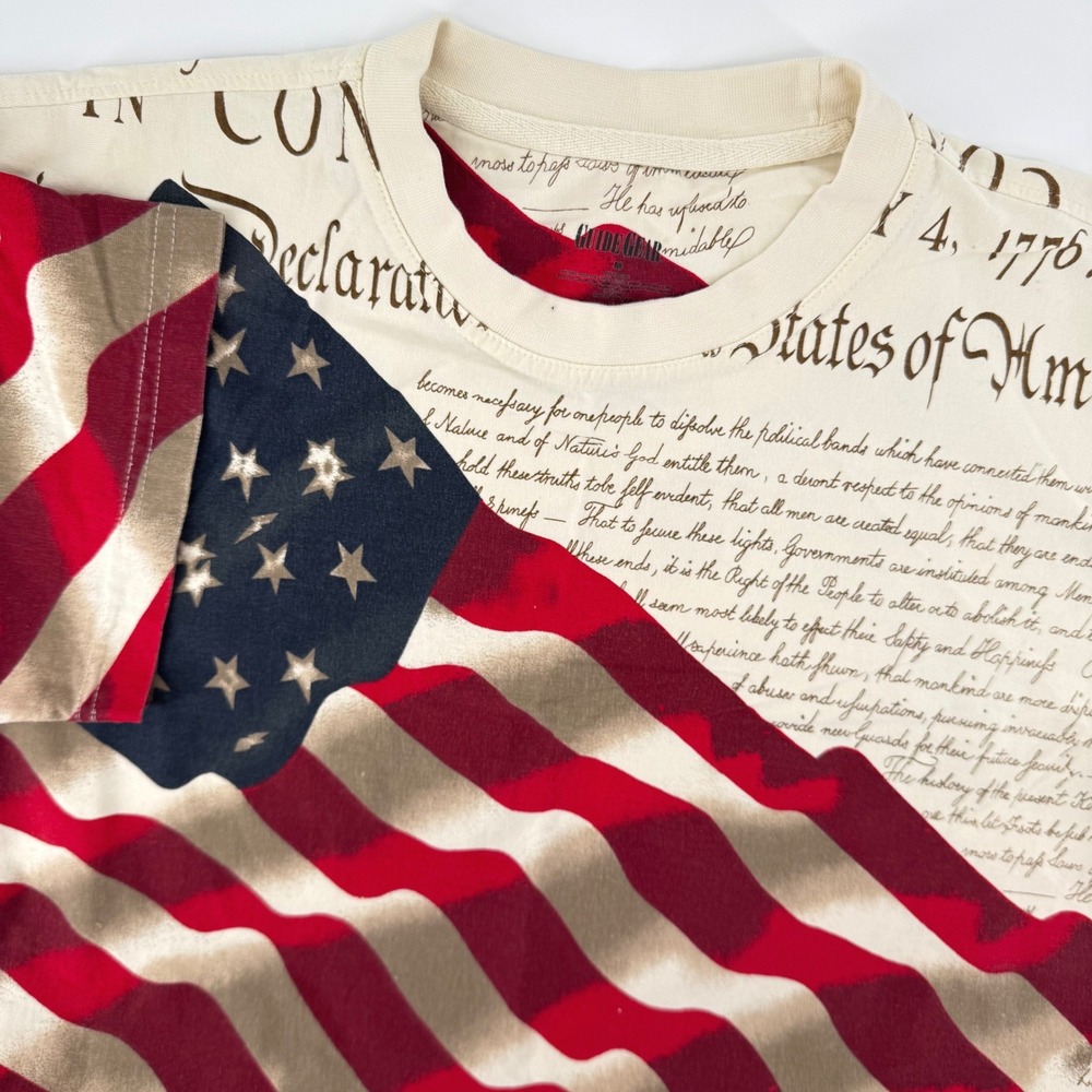 Guide Gear American Flag T-Shirt Mens Medium Red Blue‎ Declaration Independence